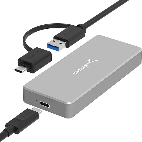 SABRENT M2 SSD Gehäuse, NVMe Adapter verwendet den neuesten Chipsatz des USB 3.2x2 zu PCIe Lane Brückencontroller (EC-NVME)