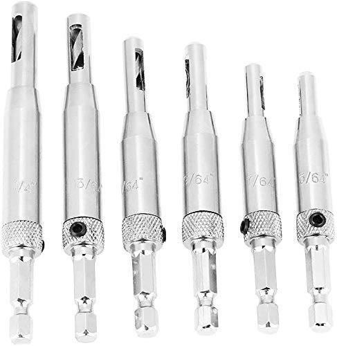 Wifehelper Selbstzentrierende Scharnierbohrer, 6pcs Zentrierbohrer Set Scharnier Set Werkzeuge Schranktür Holz Bohrer Set Locher für Holzbearbeitung