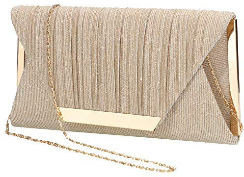 LIGUL Abend Taschen Damen,Gold Donna Clutch,Borsa Donna Elegante,Silber Abend Tasche für Frauen Shining Abend Handtasche für Damen Donna (Champagne)