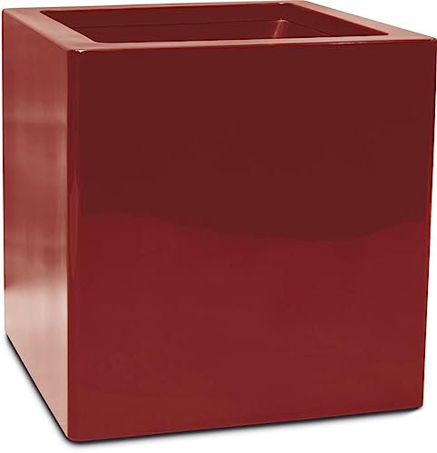 Fleur Ami - Bac Fibres de Verre gelcoat 80 x 80 cm H 80 cm Ext. Cube Rouge Rubis - dimhaut: H 80 cm - Couleur: Rouge