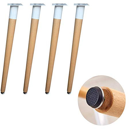 Furniture legs Esstisch Beine aus Holz, verstellbare Möbelfüße aus Massivholz, Moderne schräg konisch Tischbeine, mit Schraube, 4er-Set
