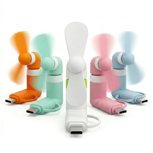 UKCOCO 5 STÜCKE USB Ventilator Klein Leise,Mini Handventilator Tragbarer Kompatibel für Typ C Und -Smartphone