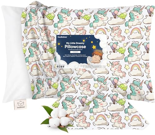 Kinder Kissenbezug - Bio-Kissenbezug für Mädchen, Jungen, Kinder - Kissenbezug aus 100% natürlicher Baumwolle Miniaturkissen - Kinderkissen - Maschinenwaschbar (Unicorn Dreams)