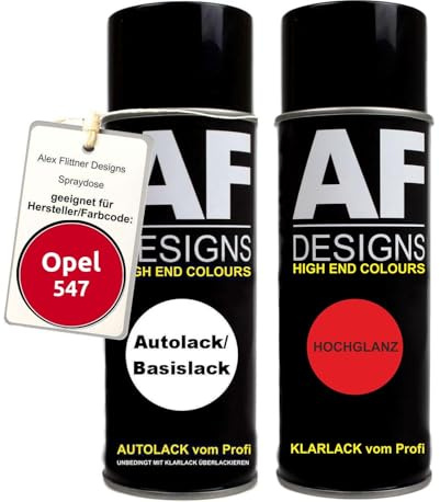 Alex Flittner Designs Spraydose für Opel 547 MAGMAROT Basislack Klarlack | Spraydose für Opel 547 MAGMAROT Basislack Klarlack – Ausführung und Lieferumfang gemäß gewählter Angebotsvariante