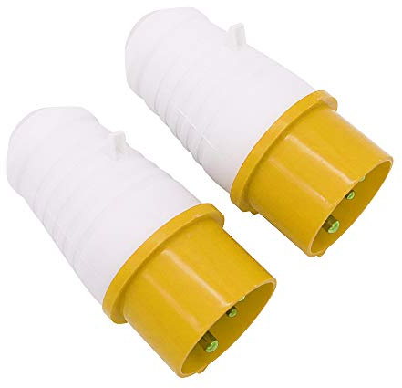 POFET 2 enchufes Power Plus de 3 clavijas, 110-130 voltios, resistentes a impactos, para uso industrial y en el sitio, amarillo