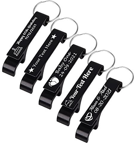 BYWEXCLESD Personalised Bottle Opener Keyring Custom bottle opener Keychain Bulk for Men Boyfriend Wedding Favors Party Free Engraving Logo Name Text