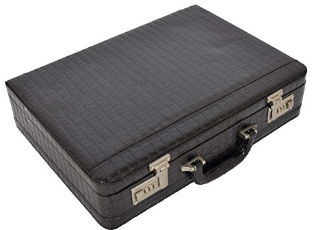 A1 FASHION GOODS Classic Attaché Case Croc-Print Leather Look Briefcase Dual Lock Business Bag Stead