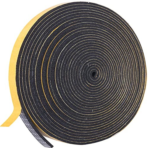 KAPOOSY Weather Stripping Door Seal, 1/2 Inch W X 1/16 Inch T Adhesive Foam Tape, Window Door Draught Excluder Air Conditioner Gasket Foam Tape, Total Length 33 Feet (1 Roll)