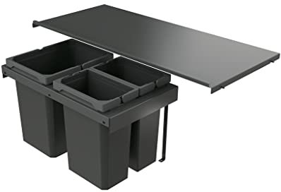 Naber 8013422 Abfallsammler Cox Stand-UP® 350 K/900-3, anthrazit, 30,5 (2x7,5/1x15,5) Liter / 90 cm Schrankbreite