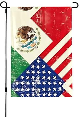 Bandiera messicana americana bandiera da giardino a doppia faccia colorfast, adatta per la decorazione esterna in cortile fattoria o cassetta delle poste