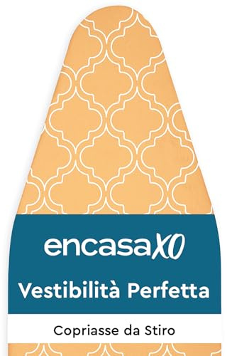 Encasa XO Ironing Board Covers and pad 125x39 cm- Thick 3mm Felt Padding, Drawstring Tightening & Lock, Heat Reflective, Scorch & Stain Resistant, for Large Ironing Board - Peach Tiles
