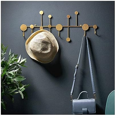 Balama Gold Hakenleiste aus Metall mit 6 Haken, 59,5 x 3 x 23,5 cm, Garderobenleiste Kleiderhaken Wandgarderobe Handtuchhaken Mehrzweck