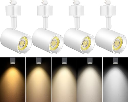VANoopee 5-Color LED Track Lighting Heads H Type Track Light Heads Dimmable, 2000K 3000K 4000K 5000K 6000K Adjustable, Flicker Free CRI90+ 24° 10W 800lm, White (4 Pack)
