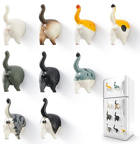 Cattail Decor Magnet-Clips – niedliche Tier-Kühlschrankmagnete – Küche, Zuhause, Büro, Kunstdekoration – Set mit 9 Stück (Kühlschrankmagnet mit Katzenbutten)