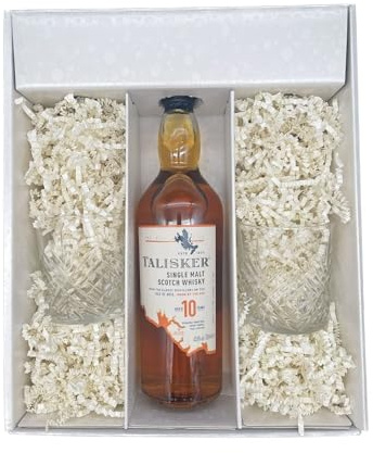 Coffret cadeau Blanc - Whisky - TALISKER 10 ans - 2 Verres à whisky ARCOROC