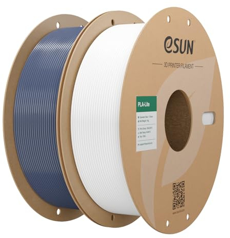 eSUN PLA Filament 1.75mm, Grau + Kaltes Weiß,2KG | Modifiziertes 3D Drucker Filament PLA, Maßgenauigkeit +/- 0.03mm, 1KG pro Spule, 2 Spulen 3D Druck Filament für 3D Drucker