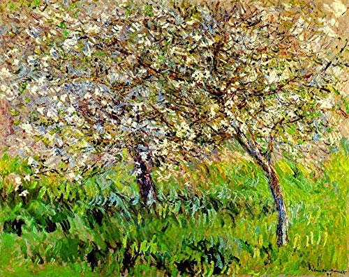 Toperfect 14 Wandkunst-Apfelbäume in Blüte in Giverny Claude Monet Gartengemälde in Öl, Berühmte Raumdekoration -02, €50-2000 Handgemalt von Lehrern der Kunstakademien