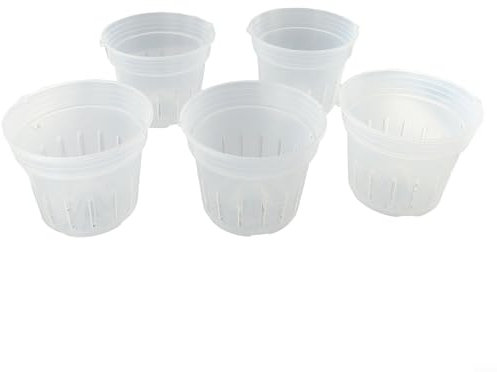 PETSTIBLE Lot de 5 pots à orchidées – Plusieurs modèles disponibles pour un drainage facile – Pour la maison et le jardin – Transparent (grand), 2450985165