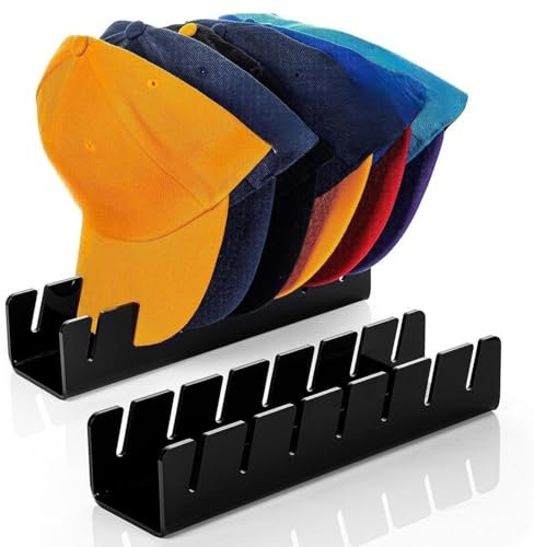 Upven Cap Stand für Baseball Caps, 2 Pcs No Installieren Acryl Hut Organizer für 14 Baseball Caps, Cap Halter für Baseball Caps Display und Organizer für Kamera von le