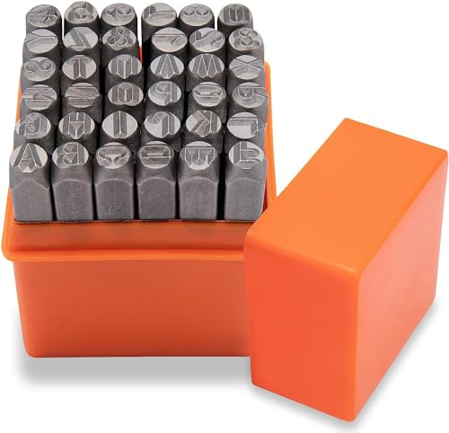 Metall-Buchstabenstempel-Set (0,3 cm), 3 mm, 36-teiliges Stahl-Zahlen- und Buchstabenstempel-Set, Stanzwerkzeug-Set zum Bedrucken von Metall, Kunststoff, Holz, Leder.