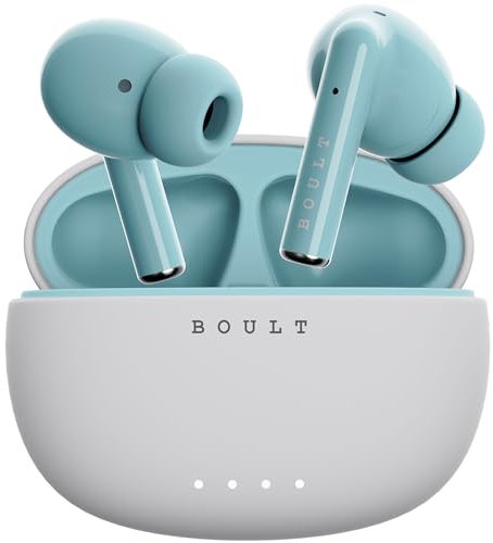 GOBOULT W20 Wireless Earbuds with 35h Playtime, Latest Bluetooth 5.4, 13mm drivers for Deep bass, ENC mic, 45ms Low Latency, Type-C fast charging, Touch controls & IPX7 Waterproof (Glacier Blue)