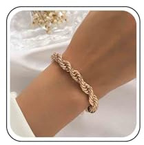 Xmsrn Bracciale Vintage a Catena Corda Intrecciata D'oro Punk Spesso per Donne e Ragazze
