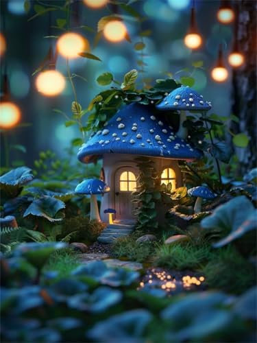Mushroom Paint by Numbers Landscape Paint by Numbers for Children Beginners,Hobbies for Adults Women Paint-by-Numbers,with 3 Brushes and Acrylic Paint Drawing,for Gift and Home Decor 100x130cm WS-114