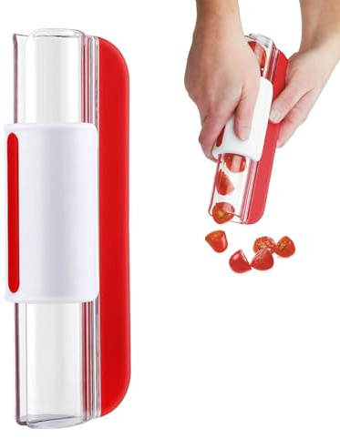 Xafrstyu Tomato Slicer Multi-Function Grape Cutter Small Fruit Cutter Grape Kitchen Accessories Cake Decoration Tool Fruit Slicer (Red)