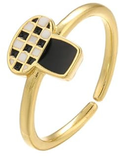 Hasdnker Ring Ringe Damen Bijouterie Herren Goldfarbener Süßer Pilzring Für Frauen, Sommer, Trendiger Tropfender Öl-Emaille-Öffnungsring, Modeschmuck, Goldschwarz