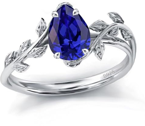 925 Sterling Silber Saphir Ring für Damen, Weihnachten Ringe Verlobungsring Hochzeitsring für Mutter Frauen