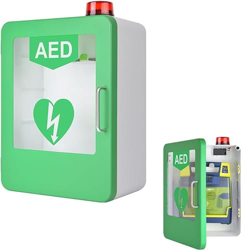 Armadio porta defibrillatore DAE a parete, defibrillatore cardiaco in plastica con allarme, armadietto di pronto soccorso, posizione della partizione regolabile, doppio controllo dell'interruttore,