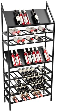 MetaloPro Étagère à Vin 80 Bouteilles – Casier à Vin en Métal Noir, Range Bouteilles Stable, Support Flaschenregal Design Industriel pour Cuisine Cave ou Bar 170x30x80 cm