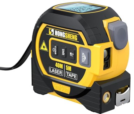 AHDFY MèTre Ruban Laser, MèTre à Ruban NuméRique Metre Laser, Telemetre Laser Metre Ruban avec Affichage LCD & Verrouillage Automatique,130Ft/40m Laser & 16Ft/5m à Ruban