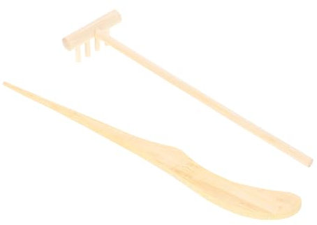 Housoutil Accessoire Jardin pour Jardin Zen Mini Râteau en Bois, Ensemble 1 Set, Design Compact et Finition Soignée, pour Cabinets et Bibliothèques