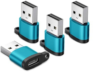 USB C to USB Adapter 4 Pack, USB 3.0 Type C Female to USB A Male Converter, Compatible with MacBook, iPhone 16/15/14, iPad, Apple Watch 10/9/8, Smartphone, Galaxy S24/S23/A34, AirPods, Tablet, Laptop