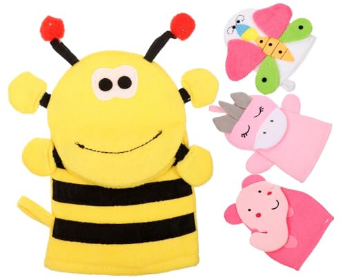 Cartoon Körperwaschhandschuh für Kinder, 4 Stück, Composite Cotton | Dusche und Bad, Kreative Form, Hand und Gesichtsnutzung, Entfernt Fett und Abgestorbene Hautzellen Zufälliger Stil