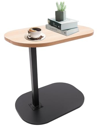 KigerNee C-Form Beistelltisch Höhenverstellbar & Drehbar | Massivholzoptik 45x30cm Höhe 45-80cm | Couchtisch mit 7kg Tragkraft | Sofatisch Betttisch für Wohnzimmer Schlafzimmer (Holzoptik)
