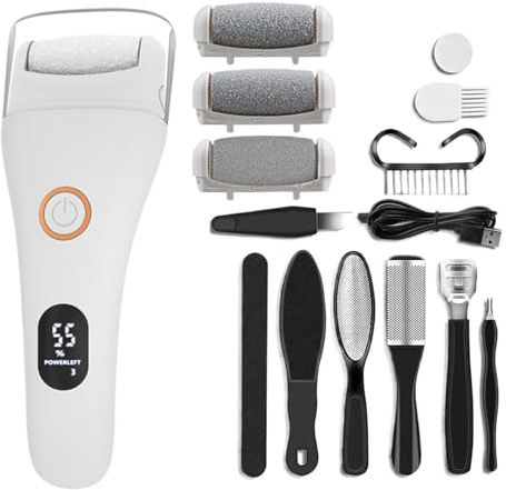 Duroecsain Pédicure Électrique Anti Callosités - Lime à Corne Électrique - Rechargeable Sans Fil Portable Puissant pour Maison Salon Voyage Soin Pied