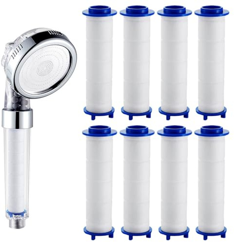 GIUSOBG 8 Pièces Cartouches Filtre Pommeau de Douche 75 × 23mm | Filtres en Coton PP Universel Remplaçable Filtrant Douche, pour Pommeaux de Doucha, Filtrant la Poussière