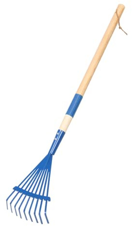 WEKAMOS Rastrillo Desmontable para Mango de Madera Ergonómico Herramienta de Jardinería Ligera para Césped y Accesorio para Aire Color Azul