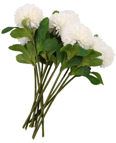 STOBAZA de Crisantemos Artificiales Blancos Tallos Realistas de Plástico 12 Piezas y Selecciones de Otoño Duraderas para Centros de Mesa Decorativos