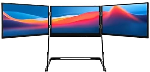 DowPie 3 Screen Monitor With 1080p Fhd Ips Display, 15.6” Portable Triple Monitors For Laptop, With 360° Rotation Adjustable Viewing Angles, With Type-C/Hdmi/Usb-C