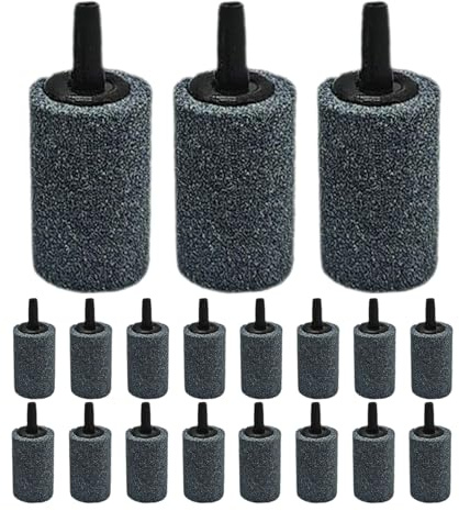 Gadpiparty Kit de 20 difusores de Aire para Acuario con Piedra de Burbujas cilíndrica, aireador de oxígeno para hidroponía. Circulación de Agua eficaz Que Mejora el oxígeno y la circulación