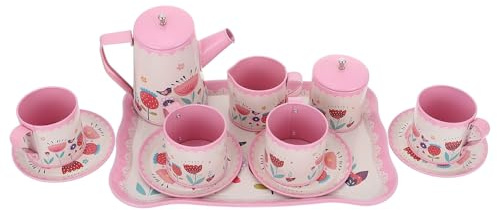 Didiseaon Té de Juguete Inglés para Niñas Tetera de Hojalata para Simulación de Té Tarde Cocina