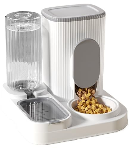 Automatischer Katzenfutterspender – Automatischer Katzenfutterspender, große Kapazität, Futterstation für kleine, mittelgroße und große Fütterung, Kätzchen, Welpen, Zuhause, Wohnung, drinnen und