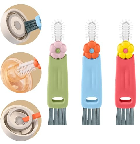 3 in 1 Cup Lid Gap Cleaning Brush Set, Multifunctional Bottle Cleaning Brush, Cup Lid Gap Cleaner, Home Kitchen Crevice Brush Tools(Multicolor)