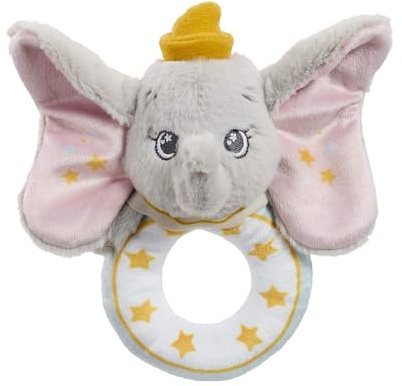 Rainbow Designs Disney Dumbo Greifling Rassel: Weiches Plüsch-Babyspielzeug ab Geburt. Leicht zu greifen, mit sanftem Sound für die sensorische Entwicklung