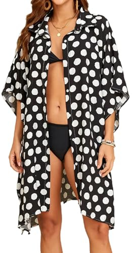Orshoy Womens Beach Cover Ups Button Down Shirt Dress Loose Swimsuit Coverup Bathing Suit Resort Wear for Summer Vacation