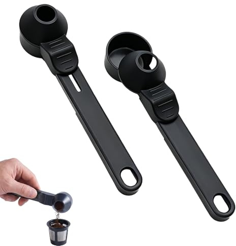 Cucharas Dosificadoras para Café con Embudo Juego De 2 | Cucharas Medidoras ABS Negras