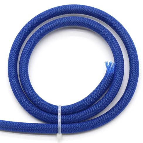 Guaina Cavi 1/5/10M Blu-Oro-Rosso PET Cavo Intrecciato Manicotto 3 4 6 8 10 12 16 20 25 30 40mm Stretto Ad Alta Densità Espandibile(Blue,8mm,1 Meter)